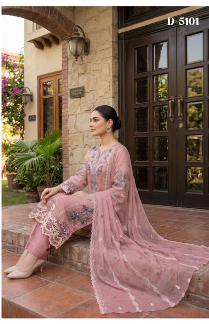Tawakkal Zafielle D-5101 Luxury Embroidered Chiffon Pakistani Suit – Soft Mauve Pink Wedding Wear