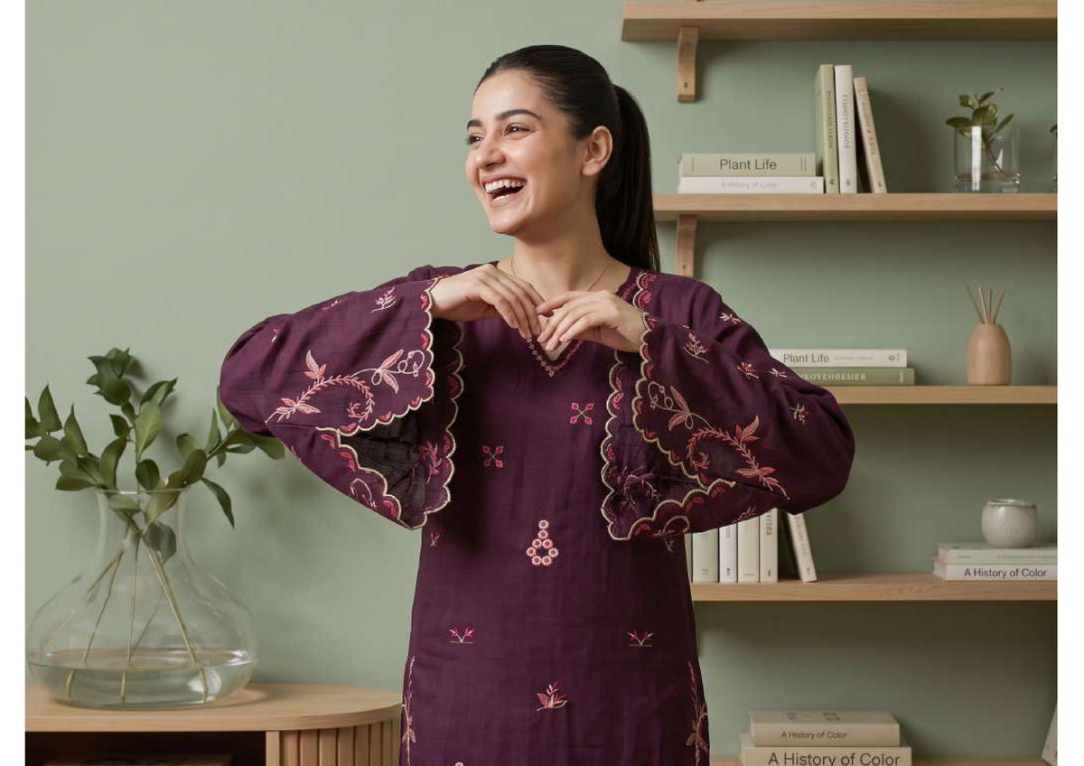 Tawakkal Aysana D-5869 Deep Plum Embroidered Khaddar Suit - Designer Pakistani Salwar Kameez Women Clothing for Bride & Wedding Wear