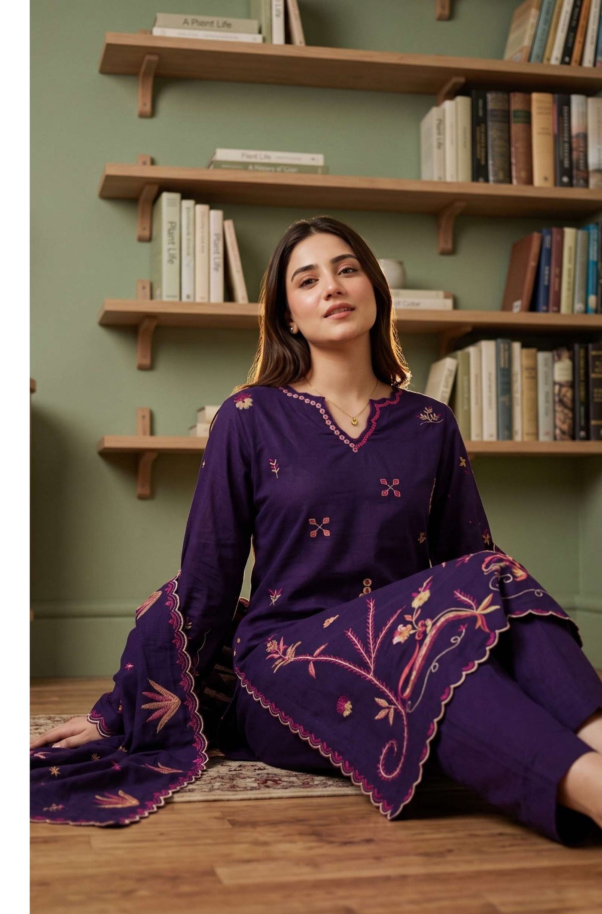 Tawakkal Aysana D-5873 Deep Purple Embroidered Khaddar Pakistani Salwar Kameez - Women Clothing Suit for Wedding Guest &amp; Festive Party Color: Deep Purple / Orchid