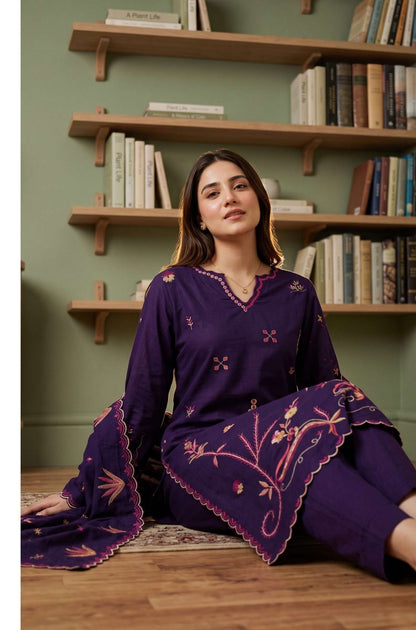 Tawakkal Aysana D-5873 Deep Purple Embroidered Khaddar Pakistani Salwar Kameez - Women Clothing Suit for Wedding Guest &amp; Festive Party Color: Deep Purple / Orchid
