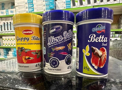 Champion Fish Food Micro Pellets 150g: Healthy Growth &amp; Vibrant Colors

Champion Micro Pellets 150g is a specially formulated and easily digestible food designed for small-mouthed fish and fry in your Kolkata aquarium, including Tetras, Guppies, Barbs, and other small tropical species. These tiny, soft pellets are packed with essential nutrients to support healthy growth and vibrant colors.