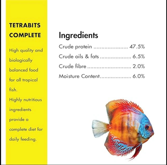 Tetra Bits Fish Food For All Tropical Fish 93 Gram

Provide complete nutrition for all your tropical fish in your Kolkata aquarium with Tetra Bits Fish Food. These slow-sinking, seafood-flavoured pellets are specially formulated for all life stages and even fish with sensitive stomachs, available in a 93-gram tin.