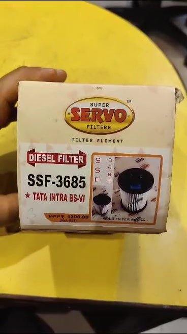 Super Servo diesel filter box on a yellow background